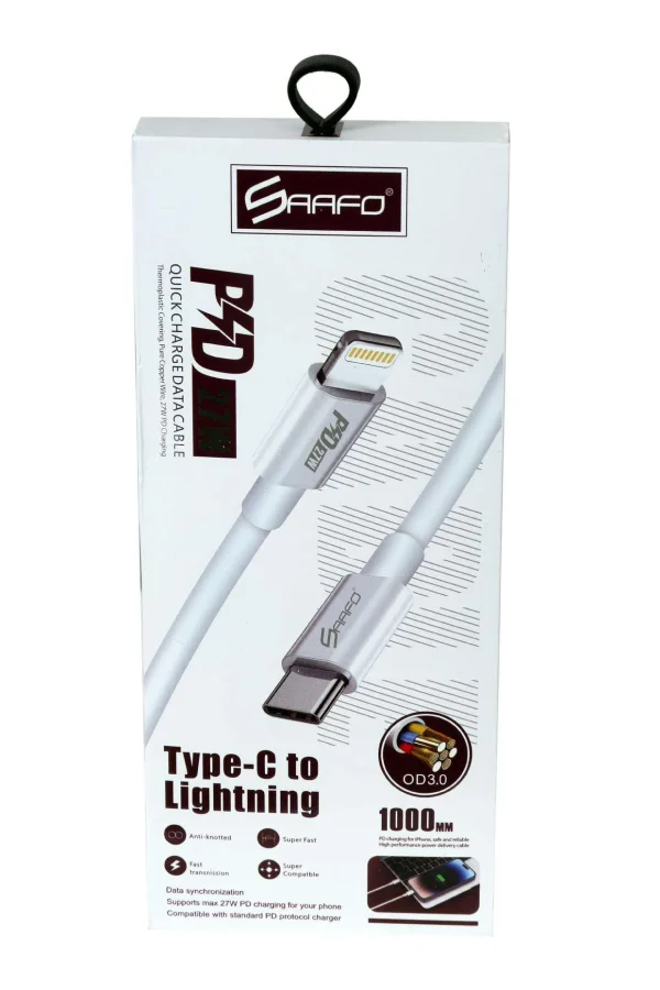 SAAFO TYPE C TO LIGHTNING PD CHARGING CABLE - 1 METER - SF0044