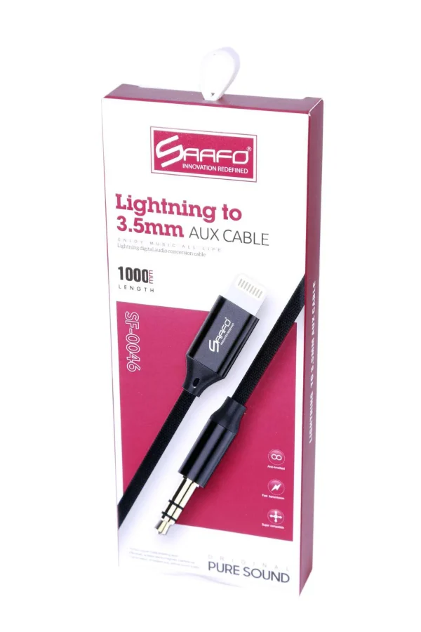 SAAFO LIGHTNING TO 3.5MM AUX CABLE - 1 METER - SF0046