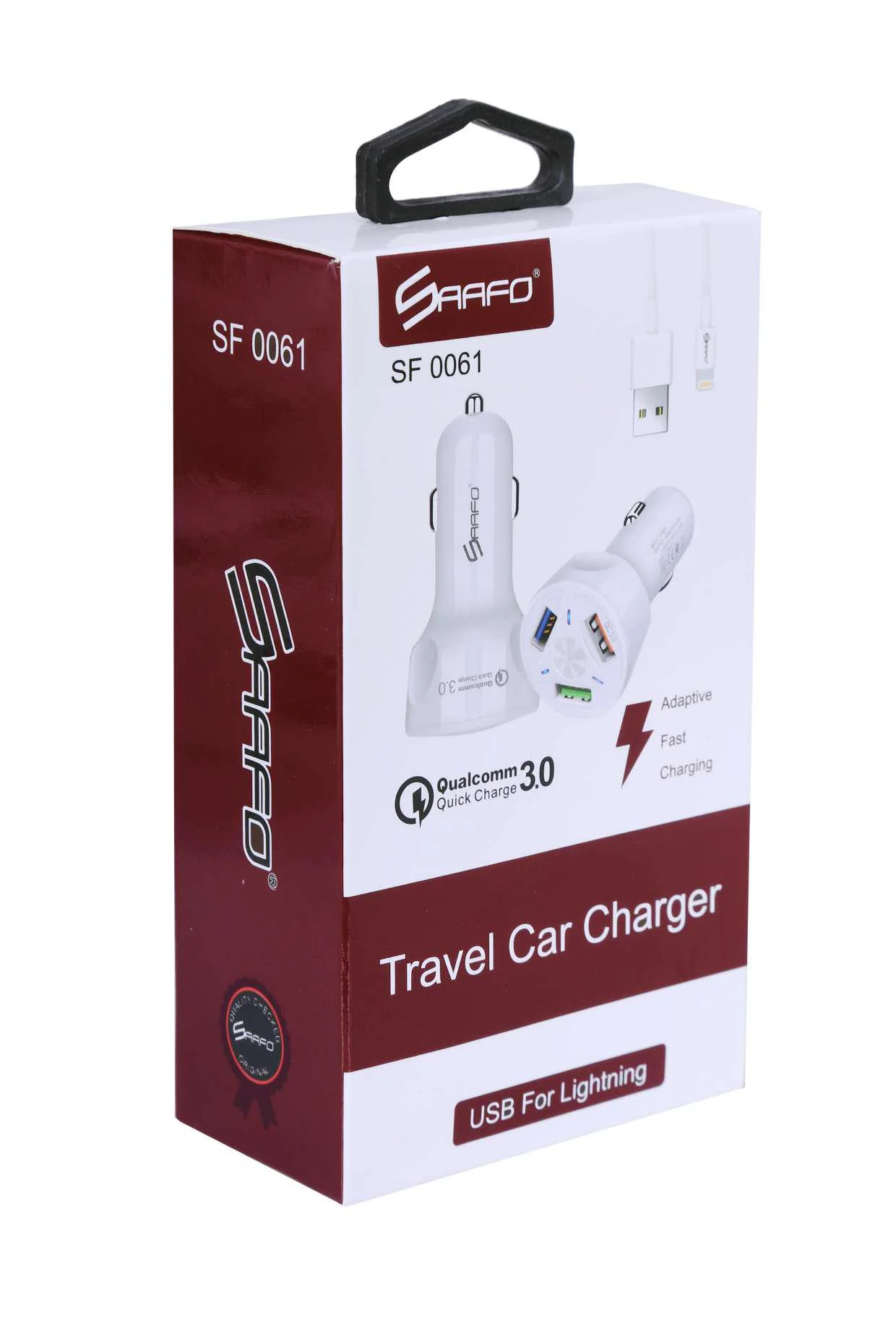 SAAFO TRAVEL CAR CHARGER (USB FOR LIGHTNING) QUICK CHARGE 3.0 - SF0061